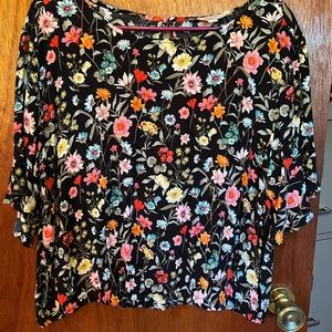LOFT Blouse - Black with bright floral